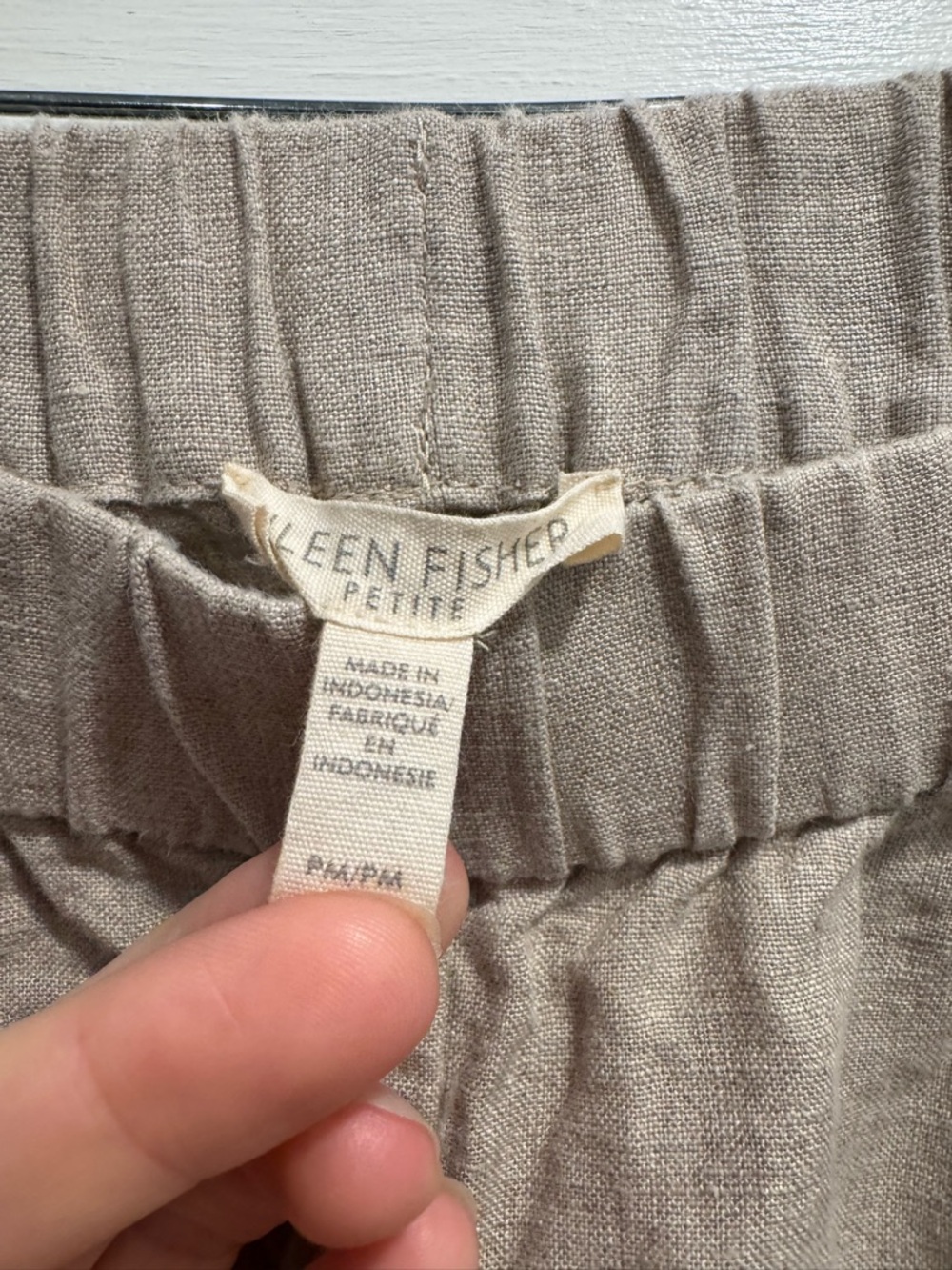 Eileen Fisher Organic Linen Pull On Tapered Pants PETITE Medium Natural Summer - Picture 10 of 14